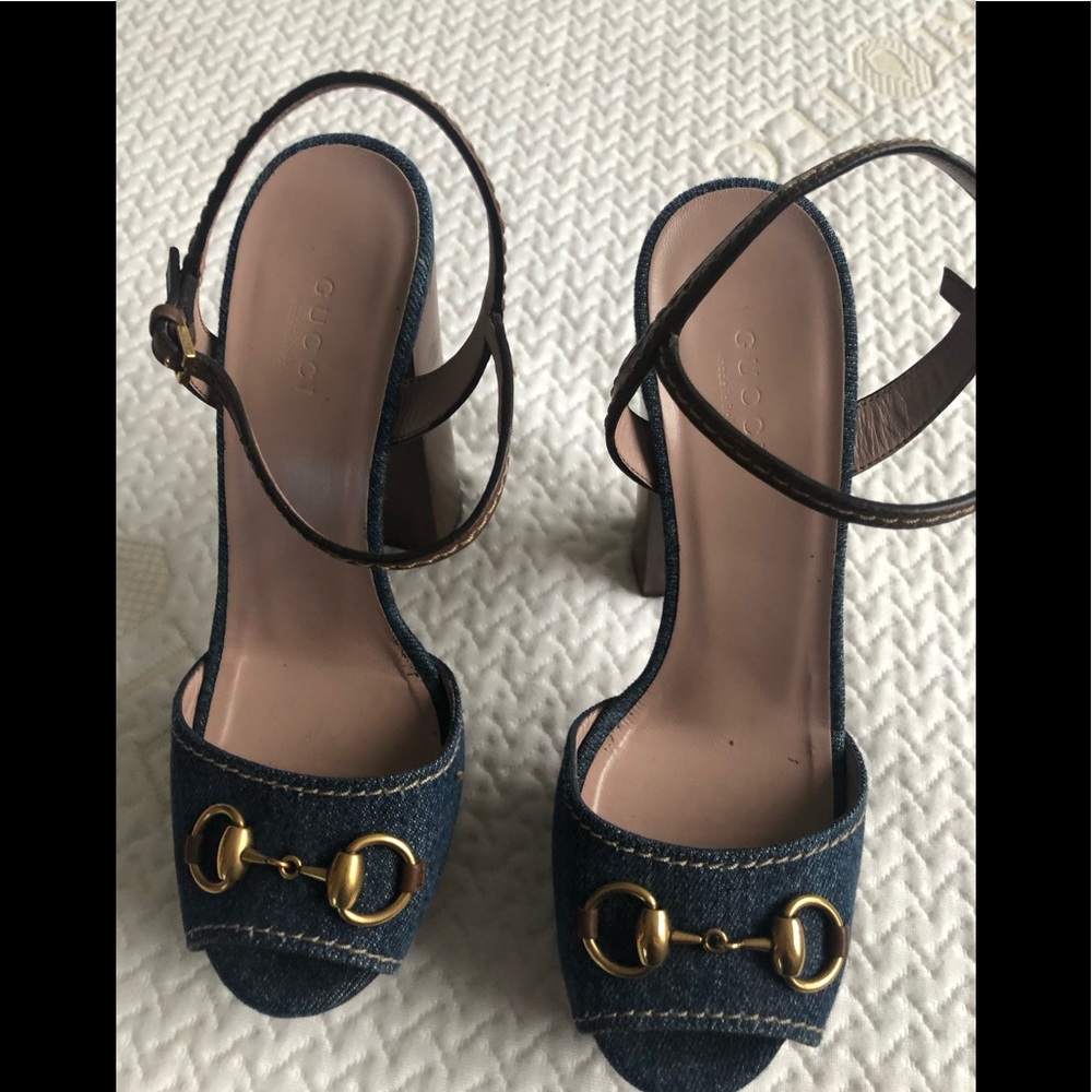 GUCCI CLAUDIE DENIM SANDALS